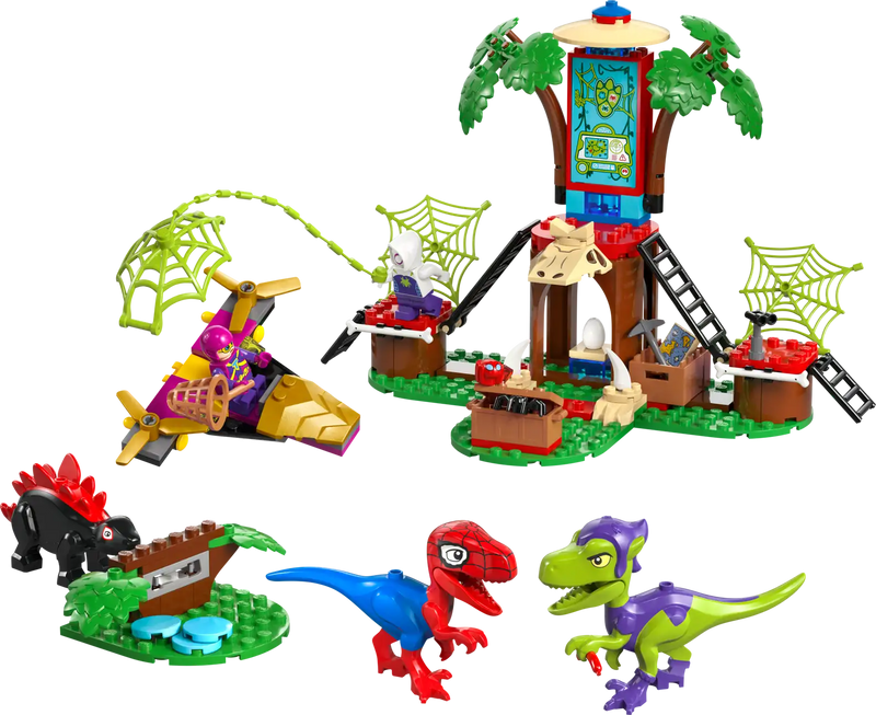 Lego Spidey and Gobby's Raptor Battle at Tree House HQ 11200