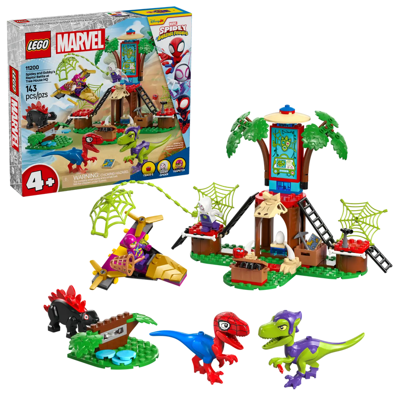 Lego Spidey and Gobby's Raptor Battle at Tree House HQ 11200