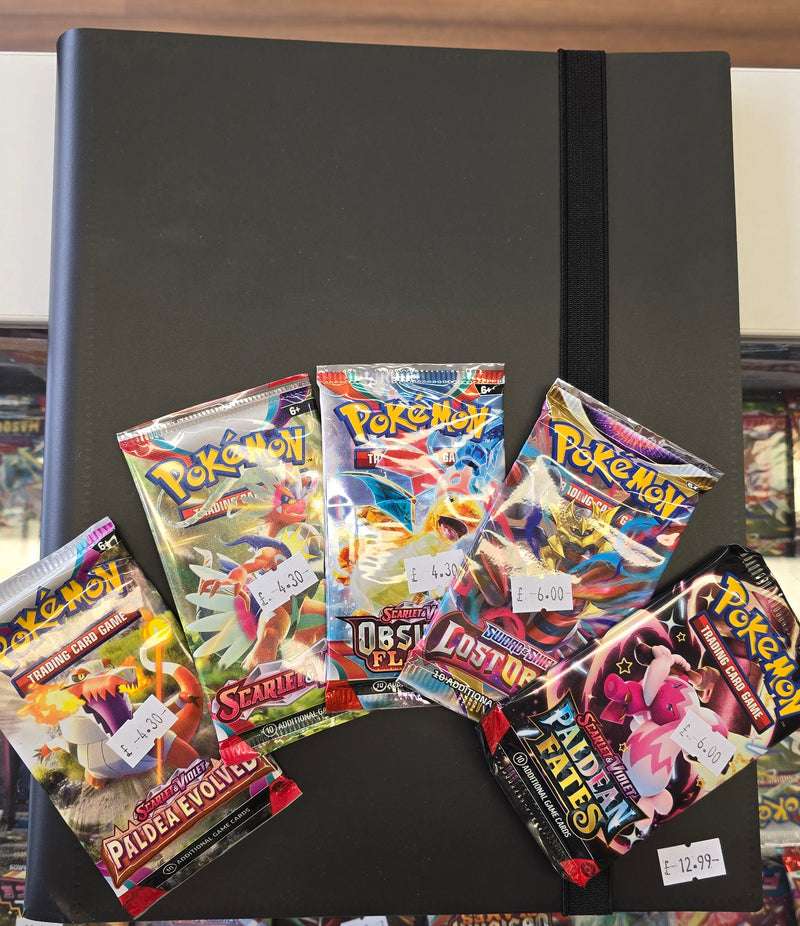 Pokemon 5 mixed booster packs and binder set