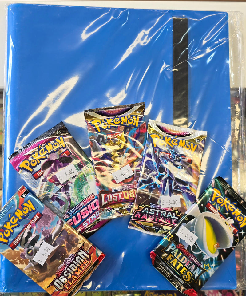 Pokemon 5 mixed booster packs and binder set