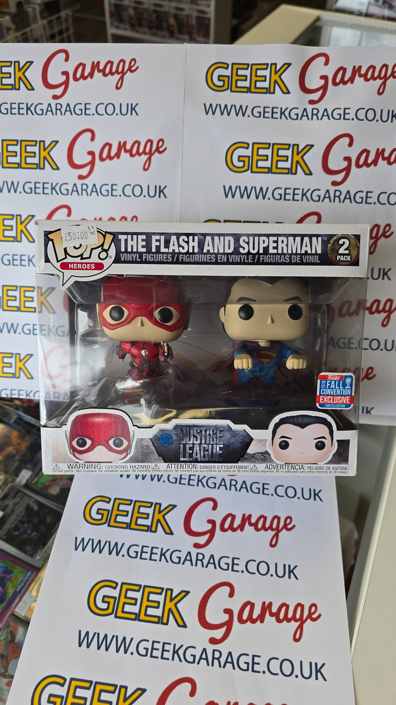 The flash and superman (slight marks and dent) funko pop