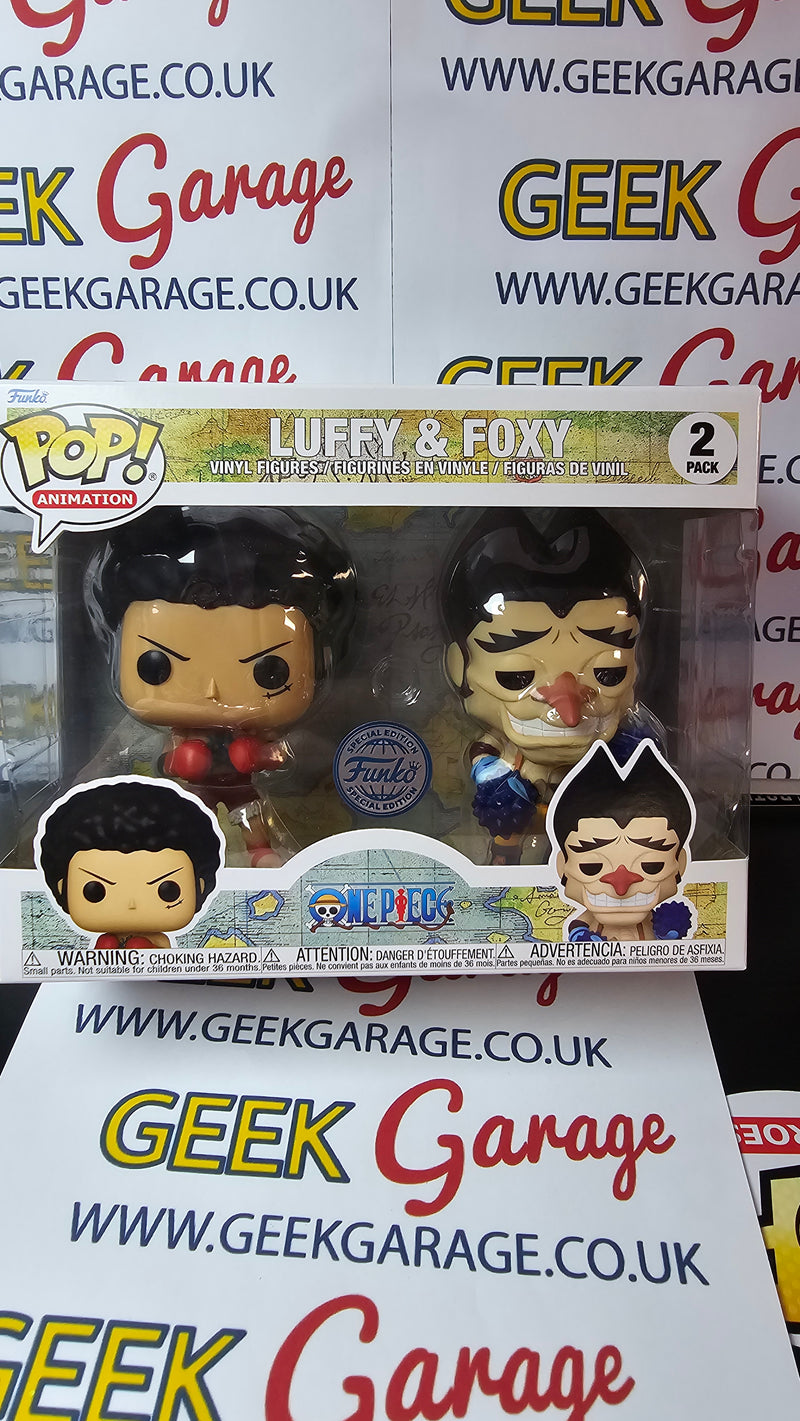 Luffy and foxy funko pops one piece