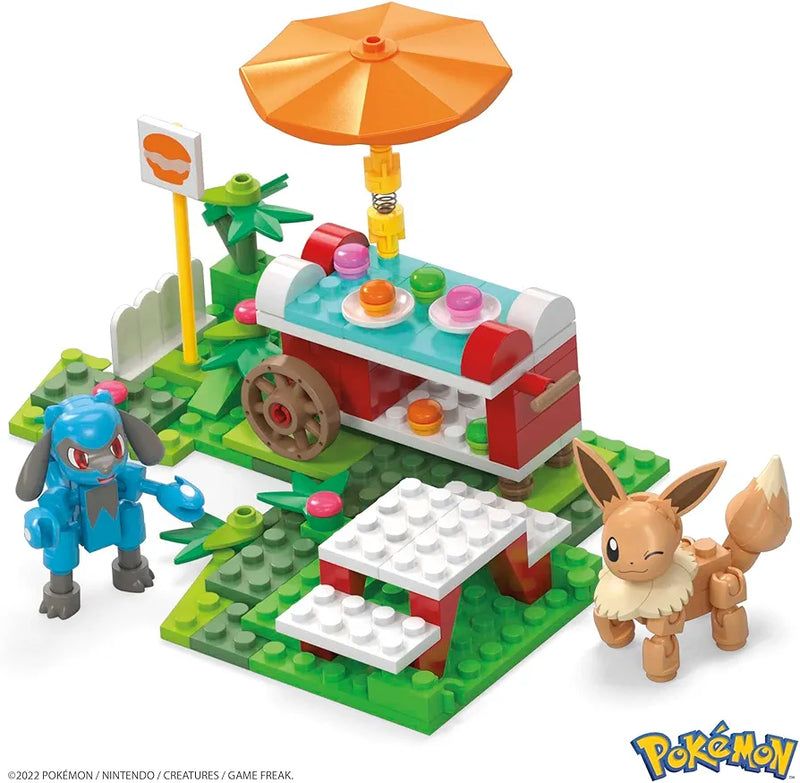 MEGA Pokémon Adventure Builder Picnic toy building set, Eevee and Riolu figures, 193 bricks and pieces, gift set for boys and girls, ages 7 and up,