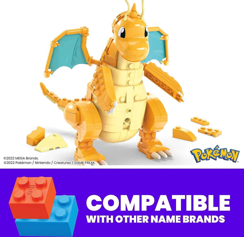 MEGA Pokémon Action Figure Building Toys for Kids, Dragonite with 387 Pieces and Wing Flapping Motion, Age 9+ Years Old Gift Idea, HKT25