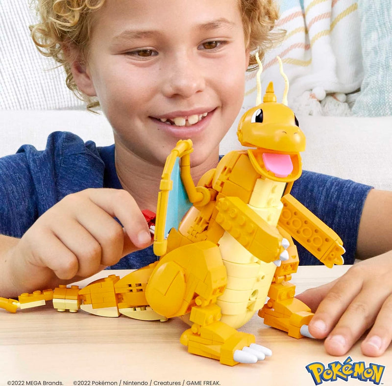 MEGA Pokémon Action Figure Building Toys for Kids, Dragonite with 387 Pieces and Wing Flapping Motion, Age 9+ Years Old Gift Idea, HKT25