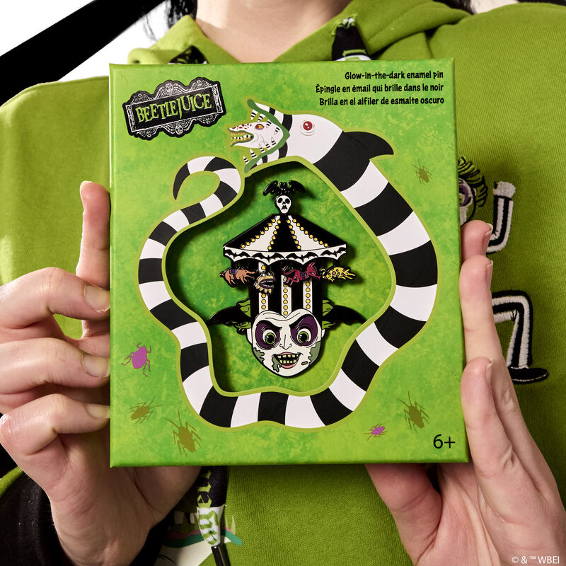 LOUNGEFLY
CAROUSEL HAT SLIDING 3" COLLECTOR BOX PIN - BEETLEJUICE