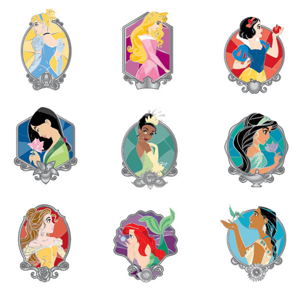 Loungefly Disney Blind Box Pins Set Princess Stained Glass