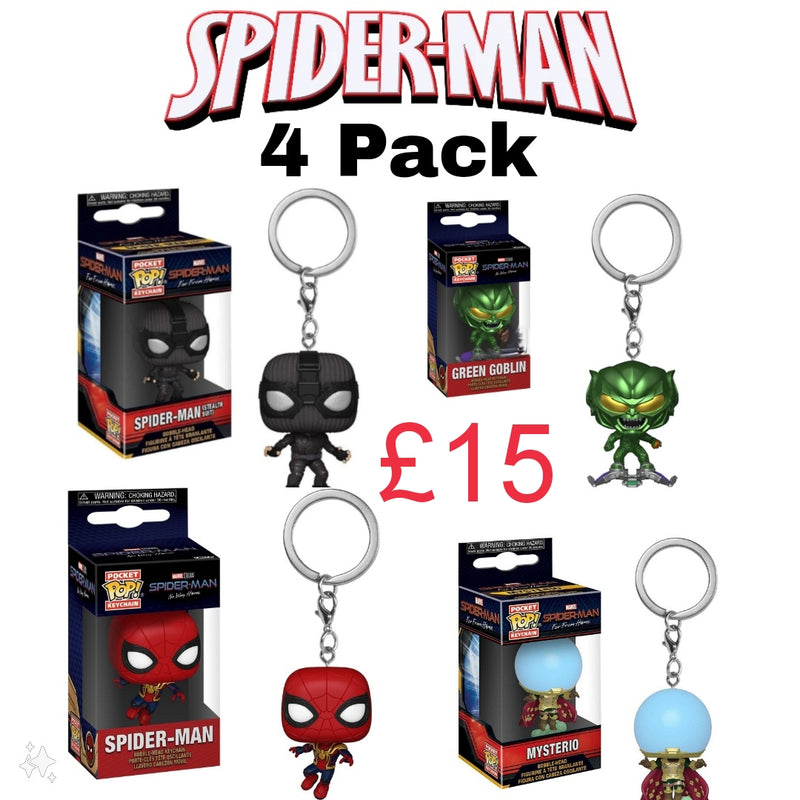 Spiderman 4 pack of funko keychains