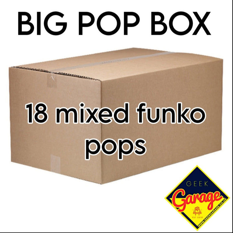 Big pop box of 18 New Funko pops from the latest stock at Geek Garage