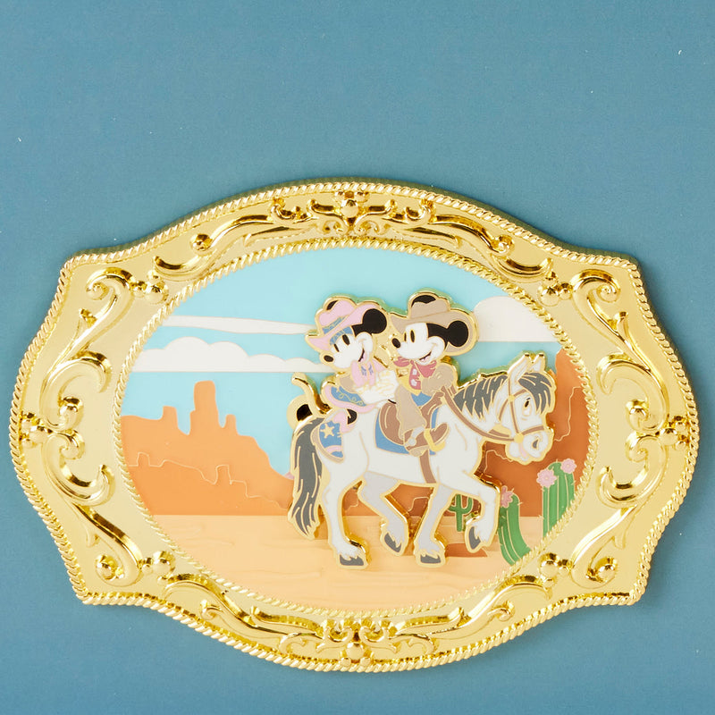 LOUNGEFLY
WESTERN MICKEY AND MINNIE BELT BUCKLE 3" COLLECTOR BOX PIN - DISNEY