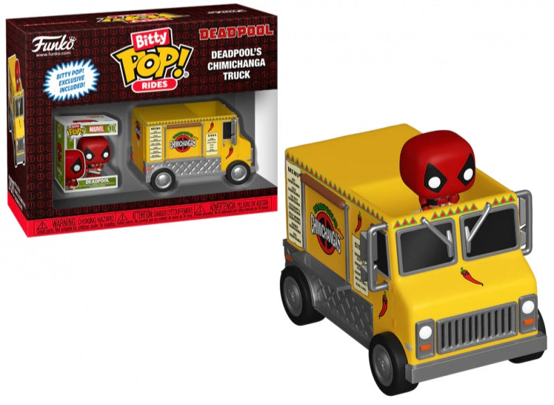 Bitty pop Rides Deadpool with van