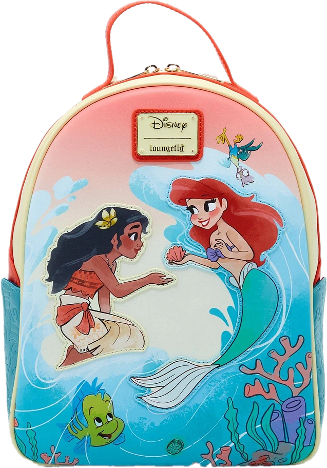 Loungefly Disney Princess Moana & Ariel Mini Backpack. EMEA EXCLUSIVE to Geek Garage in stock.