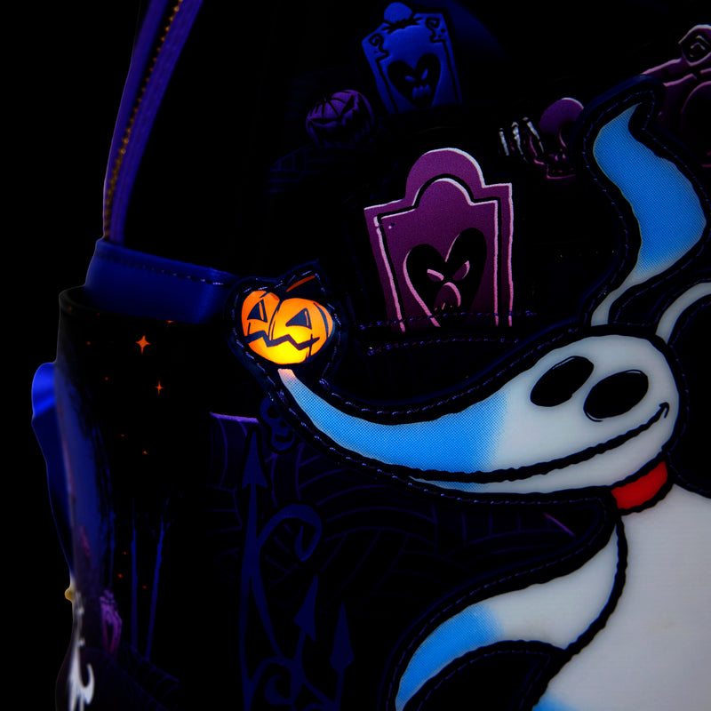 Zero nightmare before Christmas loungefly mini backpack nose lights up, in stock