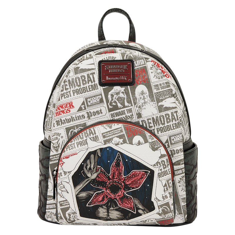 Stranger things newspaper demorgogon Club loungefly mini backpack in stock