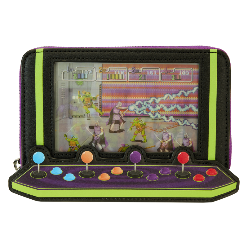 LOUNGEFLY
TEENAGE MUTANT NINJA TURTLES 40TH ANNIVERSARY VINTAGE ARCADE ZIP AROUND WALLET