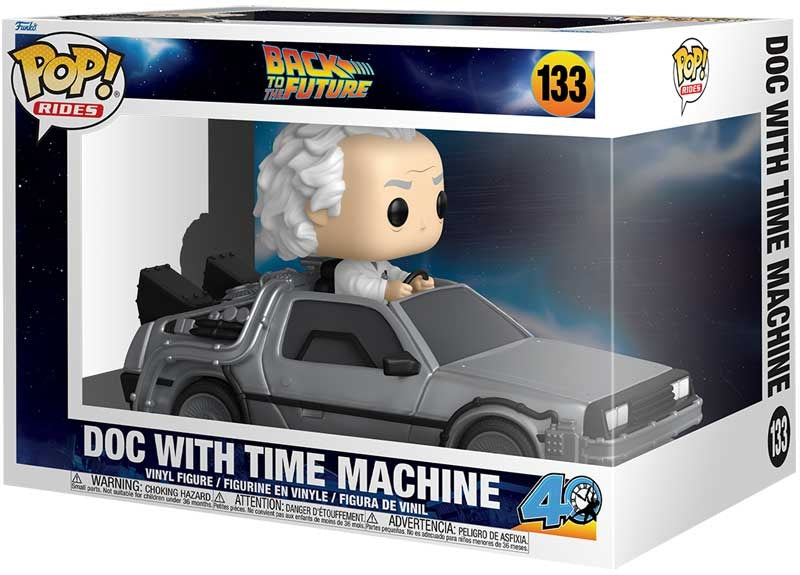 Doc brown in delorean Back To The Future pop ride