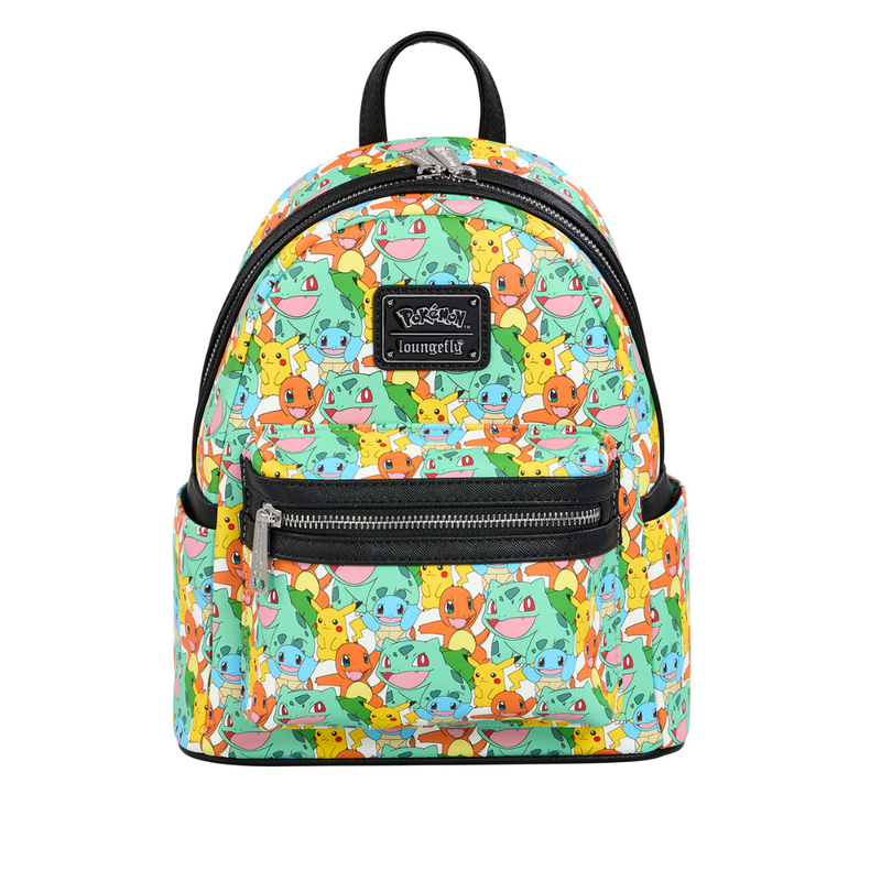Pikachu and Pokémon Starters Pokémon Loungefly AOP Mini Backpack